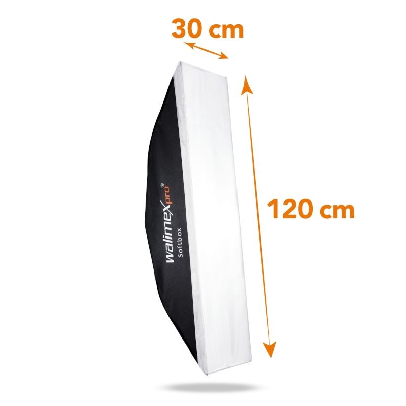 Walimex pro Striplight-softbox 30 x 120 cm, 360° kääntyvä, sisältää diffuusorit ja kuljetuslaukun