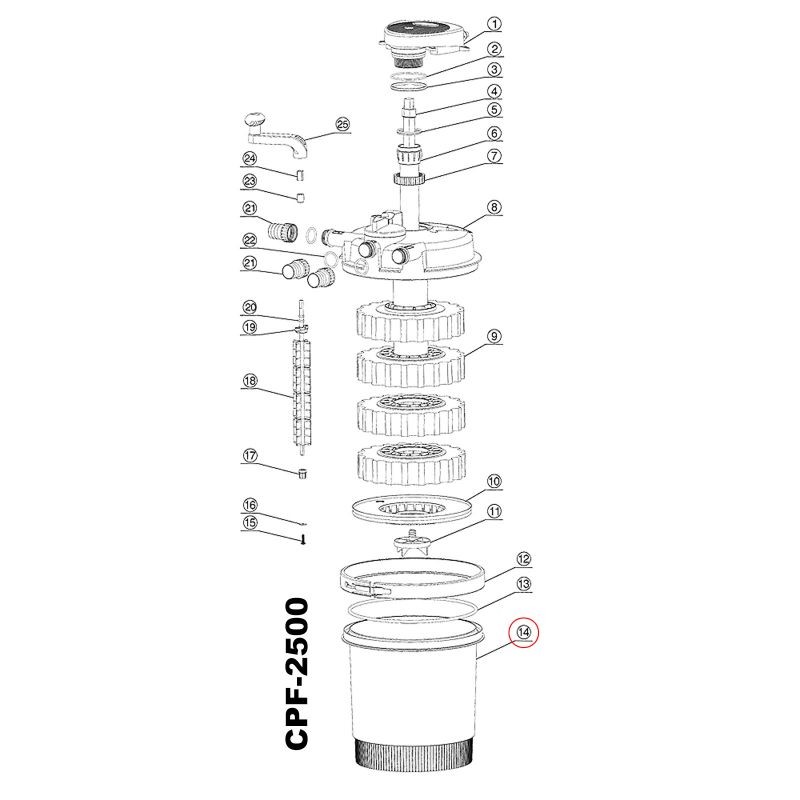 SunSun CPF-2500 painesuodattimen suodatinastia, varaosa