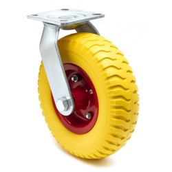 Kääntörulla Ø220 mm, leveys 58 mm, kantavuus 100 kg, keltainen, PU-rengas