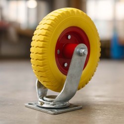 Kääntörulla Ø220 mm, leveys 58 mm, kantavuus 100 kg, keltainen, PU-rengas