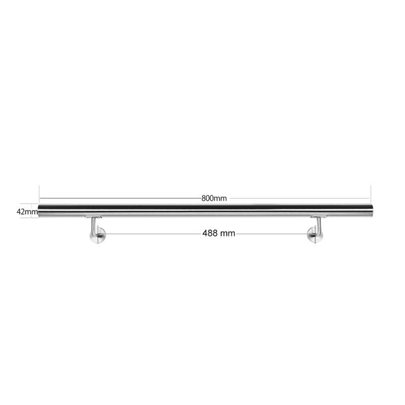 Käsijohde portaisiin 80 cm, V2A-ruostumaton teräs, hopea, 42 mm