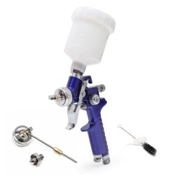 HVLP ruiskumaalauspistooli H2000P 0 5 mm ja 0 8 mm suuttimet 125 ml säiliö 280 mm suihkuleveys
