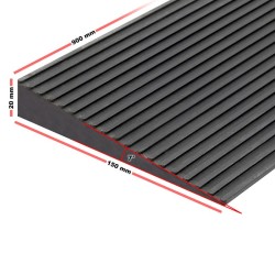 Kynnysramppi pyörätuolille ja rollaattorille, 900 x 150 x 20 mm, kumi, musta, liukuestepinta