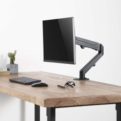 Näyttjänvarsi kaasujousella, VESA 75x75/100x100 mm, musta, puristinkiinnitys
