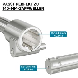 Voimanottoakselin adapteriholkki 140 mm, 6-hampainen Z6, AISI 1045 teräs
