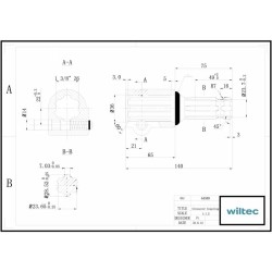 Voimanottoakselin adapteriholkki 140 mm, 6-hampainen Z6, AISI 1045 teräs
