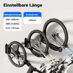 Polkupyöräteline seinään, taitettava ja kääntyvä, musta, teräs, 11,8 x 30,7-34 x 43,8-62,5 cm, max 35 kg