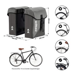 Pyörän tavaralaukut, 35 l, vedenhylkivät, harmaa, polyesteri