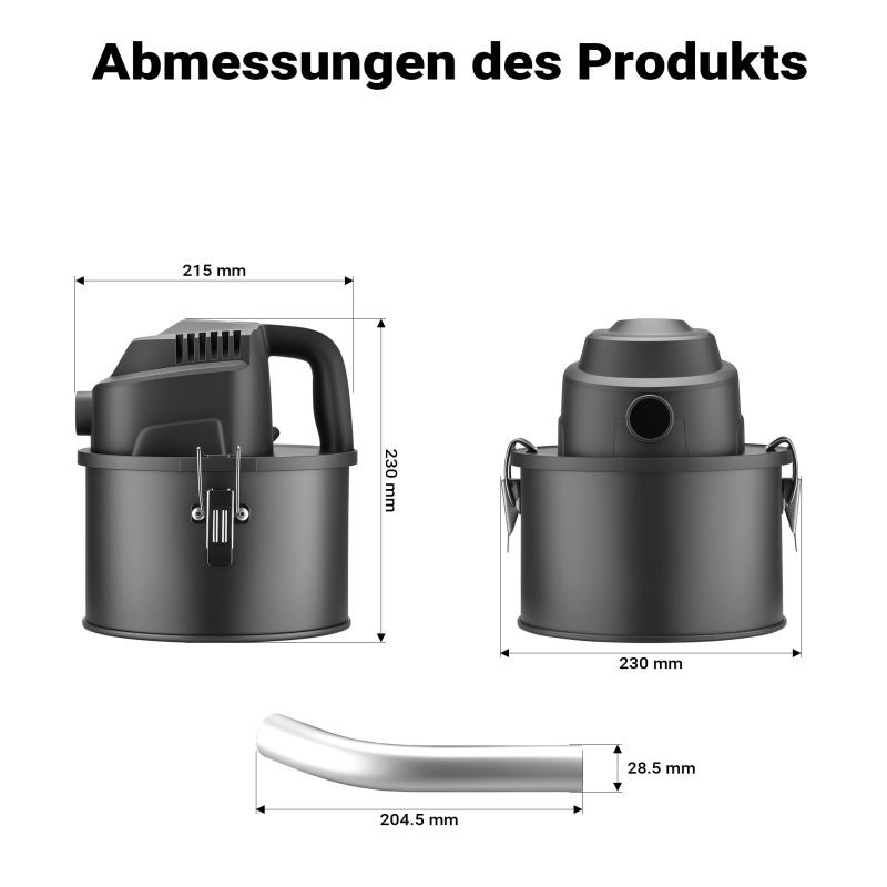 Tuhkaimuri 600 W, 4 l, HEPA-suodatin, takalle ja pelletiuunille, musta