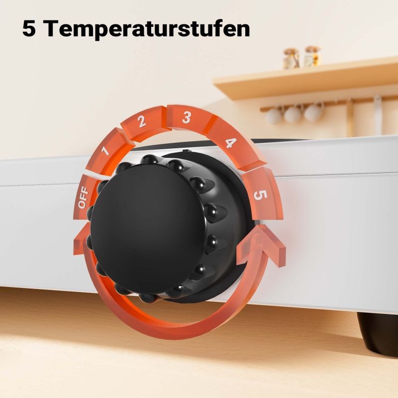 Sähköinen kaksoiskeittolevy 2000 W, valurauta, valkoinen, termostaatti ja ylikuumenemissuoja