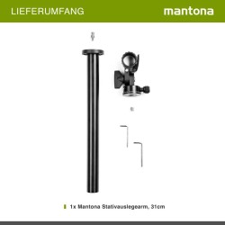 Mantona jalustan jatkovarsi, 310 x 50 x 100 mm, alumiini, musta, kantavuus 8 kg