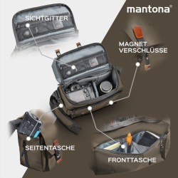 Mantona Milano grande kameralaukku, ruskea, canvas