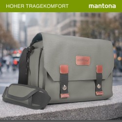 Mantona Milano grande kameralaukku, vintage, harmaa, canvas, 21648