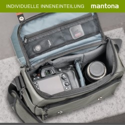 Mantona Milano grande kameralaukku, vintage, harmaa, canvas, 21648