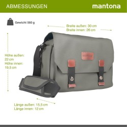 Mantona Milano grande kameralaukku, vintage, harmaa, canvas, 21648
