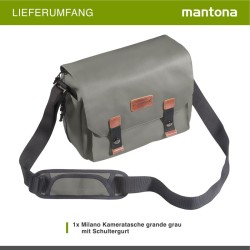 Mantona Milano grande kameralaukku, vintage, harmaa, canvas, 21648