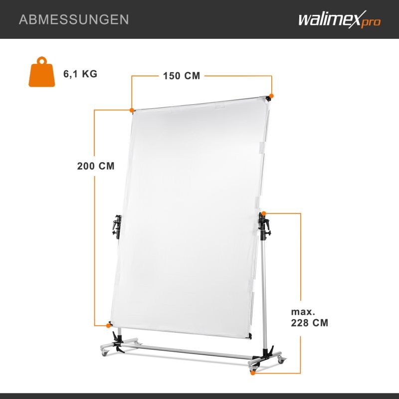 Walimex pro Rullattava heijastuspaneeli 150 x 200 cm, heijastin ja diffuusori