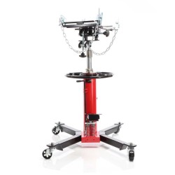 Hydraulinen vaihteistonostin 500 kg, nostokorkeus 87–179 cm, 4 pyörää, tukilevy ja poljin