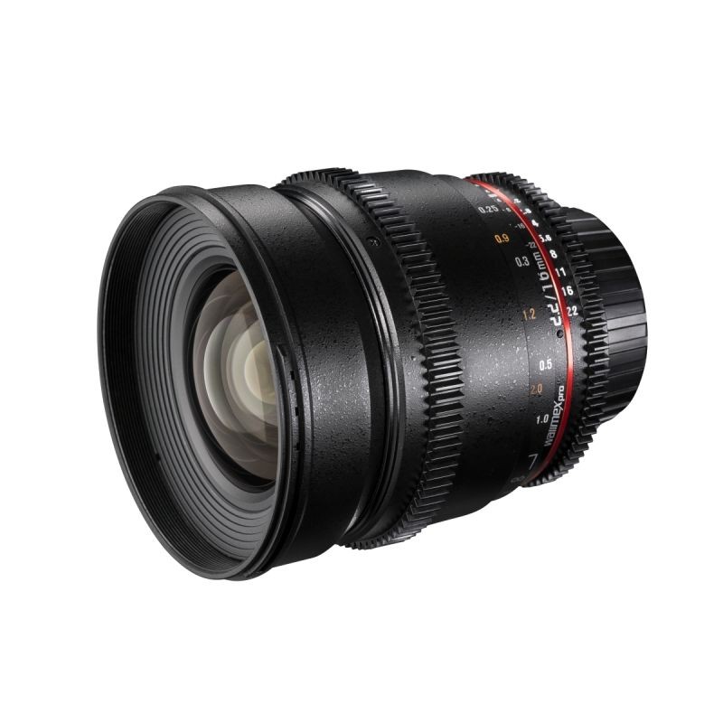 Walimex Pro 16mm f/2,2 VDSLR laajakulmaobjektiivi Nikon F, musta