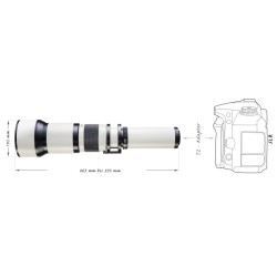 Walimex pro Telezoom-objektiivi 650-1300mm 1:8-16 Nikon F, manuaalinen tarkennus, täyskenno ja APS-C