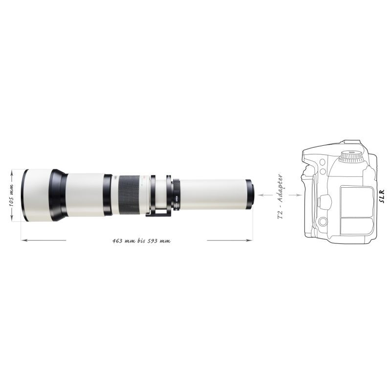 Walimex pro Telezoom-objektiivi 650-1300mm 1:8-16 Nikon F, manuaalinen tarkennus, täyskenno ja APS-C