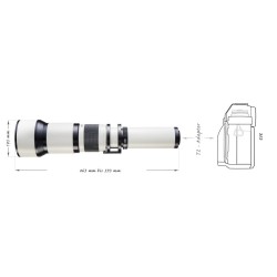 Walimex pro Telezoom-objektiivi 650-1300mm 1:8-16 Nikon F, manuaalinen tarkennus, täyskenno ja APS-C