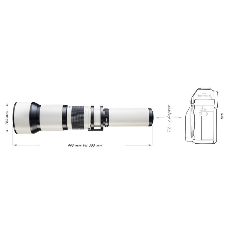 Walimex pro Telezoom-objektiivi 650–1300 mm 1:8–16 MFT, manuaalitarkennus, metallinen