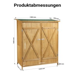Puinen puutarhavaja, ruskea, 1380 x 655 x 1600 mm, bitumikatto