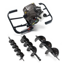 Bensiinikäyttöinen maapora 2 henkilölle, 100, 150, 200 mm terät, 2,2 kW 3 PS 63,3 ccm