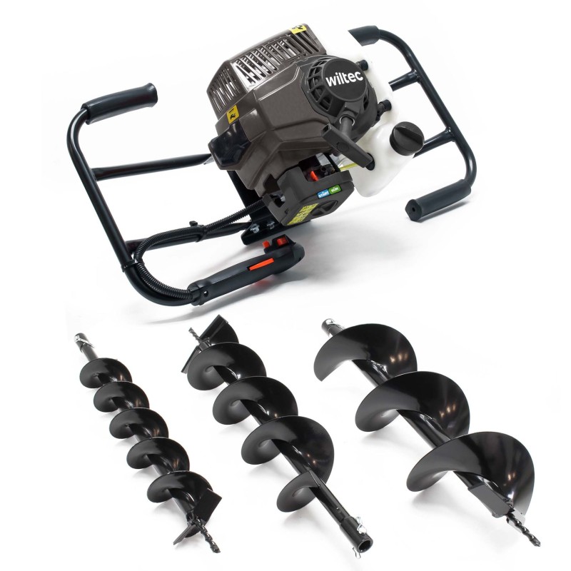 Bensiinikäyttöinen maapora 2 henkilölle, 100, 150, 200 mm terät, 2,2 kW 3 PS 63,3 ccm