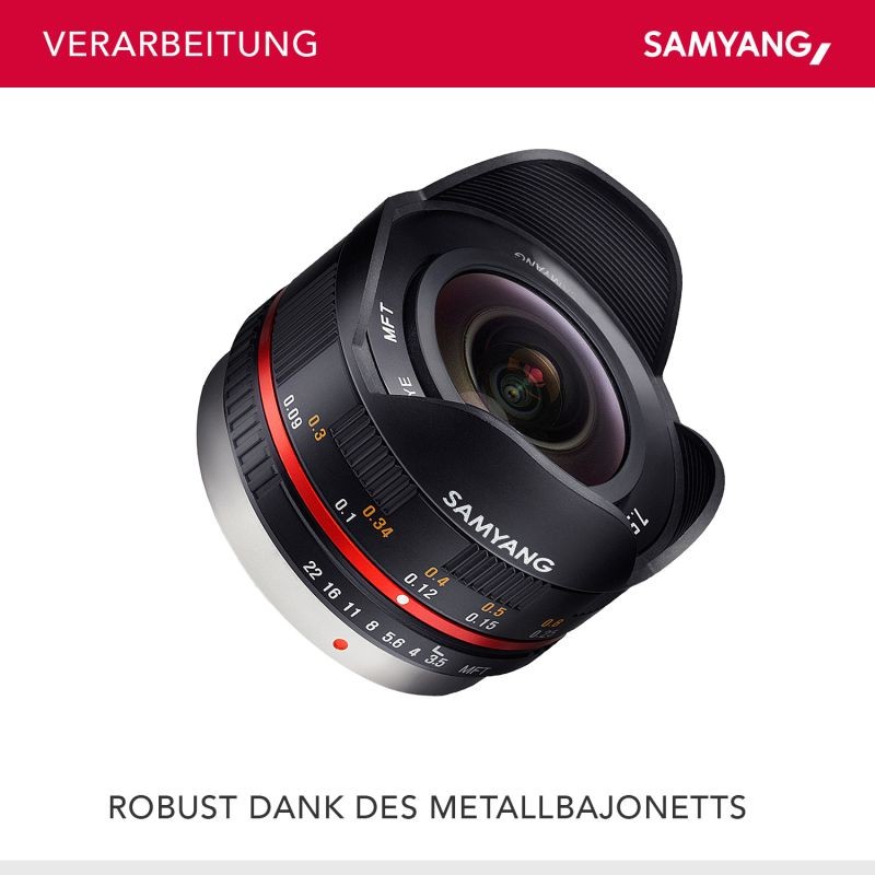 Samyang MF 7,5mm f/3,5 Fisheye-objektiivi MFT, 180° kuvakulma