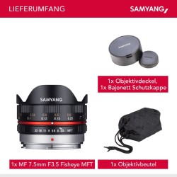 Samyang MF 7,5mm f/3,5 Fisheye-objektiivi MFT, 180° kuvakulma