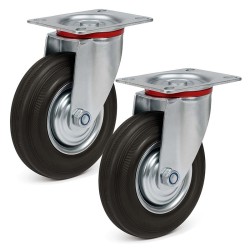 Kääntyvät kuljetuspyörät 2 kpl, kokukumi, Ø 200 mm, 150 kg/pyörä, musta