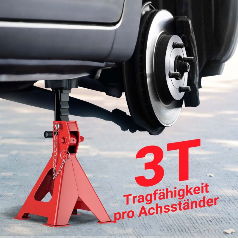 Säädettävät tukipukit 2 kpl, 3 t, 29–42,5 cm, kumiset suojukset, punainen