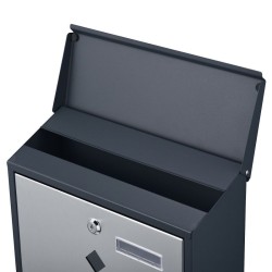 Postilaatikko V36 antrasiitti ja ruostumaton teräs 300 x 110 x 395 mm lukittava sanomalehtiteline