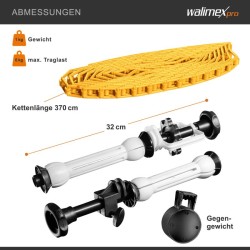Walimex taustajärjestelmä ketjulla ja vastapainolla, 45-78 mm hylsyt, max. 6 kg, oranssi