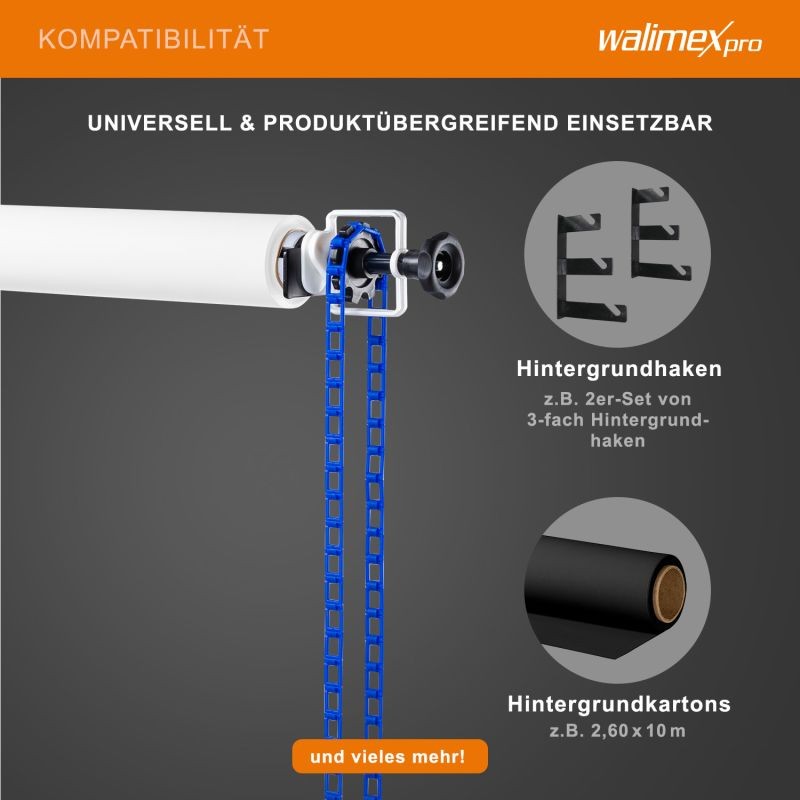 Walimex Taustajärjestelmä ketjulla ja vastapainolla, sininen, 45-78 mm, maksimikuorma 6 kg, 320 x 130 x 85 mm