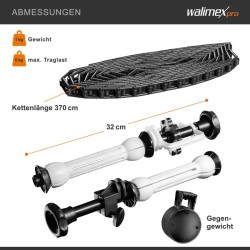 Walimex taustapaperin rullausjärjestelmä, musta, pahviholkit 45-78 mm, max. 6 kg, 320 x 130 x 85 mm