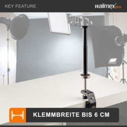 Walimex pro KX-20 universaali jalustakiinnike jatkoputkella, 0-6 cm, 4 kierreliitännää, kantavuus 6 kg