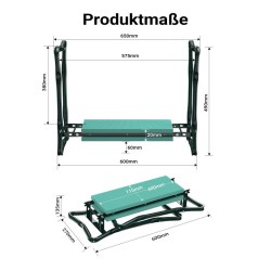 Pehmustettu puutarhajakkara ja polvituoli työkalutaskulla, vihreä, max 150 kg