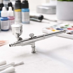 Airbrush-pistooli Typ 134K Double-Action, suuttimet 0,2-0,5 mm, 2 värikuppia, pienoismallit ja kynsimuotoilu