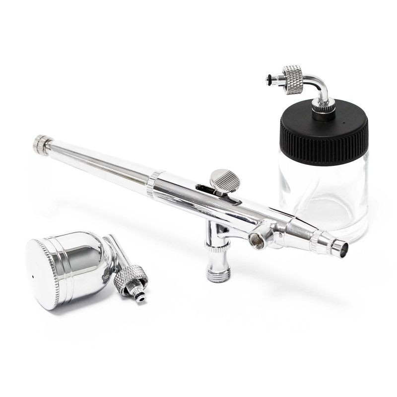 Airbrush-pistooli Typ 134K Double-Action, suuttimet 0,2-0,5 mm, 2 värikuppia, pienoismallit ja kynsimuotoilu
