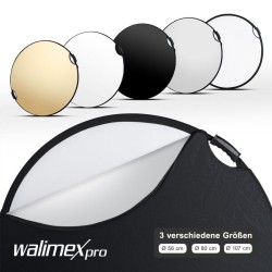 Walimex pro 5-in-1-heijastinsarja Pop-up Ø 80 cm, Wavy-kulta, hopea, valkoinen, musta, diffuusori