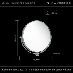 GLAMSERIES GlamLuminater meikkauspeili, kaksipuolinen, 2x suurennos, hopea