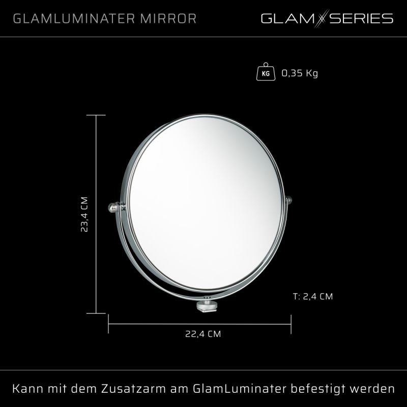 GLAMSERIES GlamLuminater meikkauspeili, kaksipuolinen, 2x suurennos, hopea