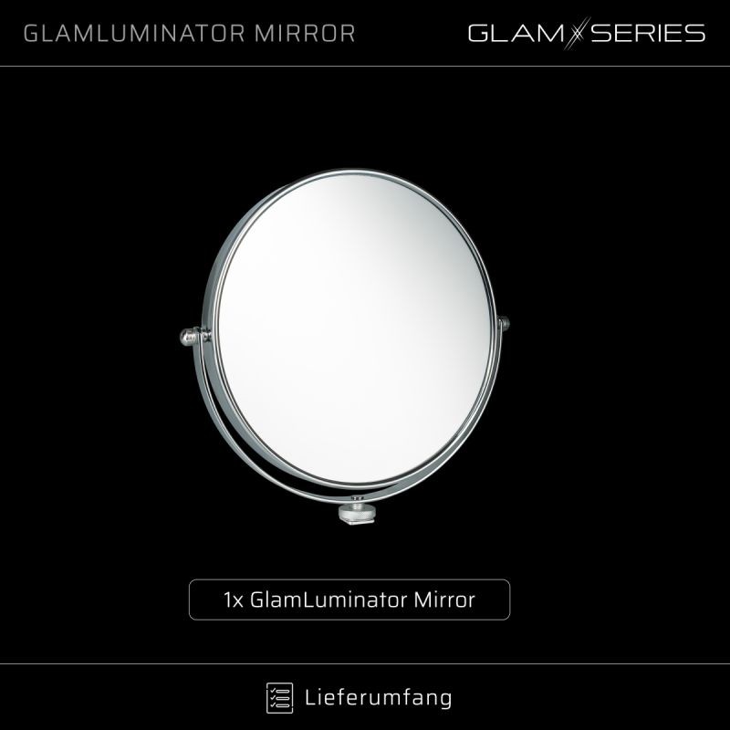 GLAMSERIES GlamLuminater meikkauspeili, kaksipuolinen, 2x suurennos, hopea