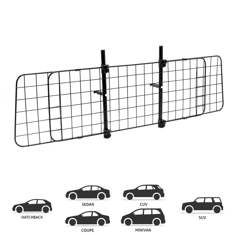 Säädettävä koiraportti Modell D autoon, 40 cm x 118-129 cm, musta