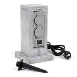 Pistorasepylväs 4-osainen, graniittikuvio, IP44, hämäräanturi, 1,5 m johto