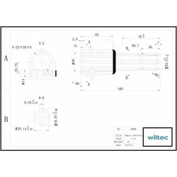 Voimanottoakselin holkki 160 mm 8 32x38x6 6 hammasta AISI 1045 teräs