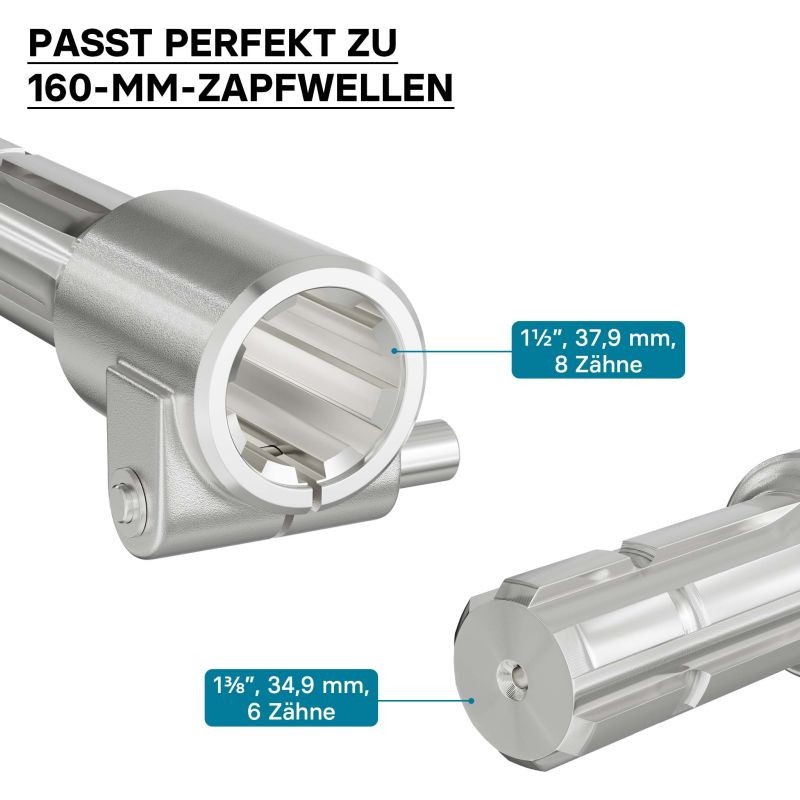 Voimanottoakselin holkki 160 mm 8-32x38x6 (6 hammasta) AISI 1045 teräs